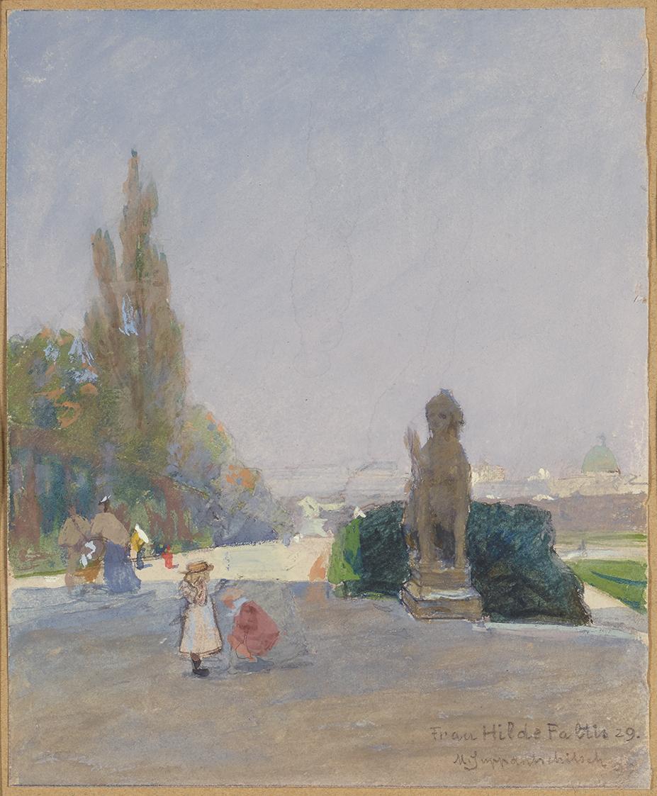 Maximilian Suppantschitsch, Blick vom Oberen Belvedere auf Wien, 1929, Aquarell auf Papier, 16  ...