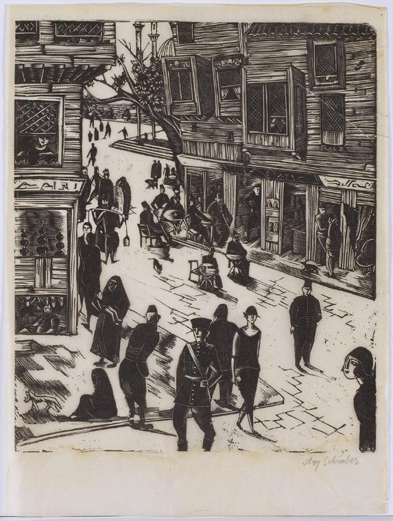 Anny Schröder-Ehrenfest, Motiv aus Konstantinopel (Istanbul), um 1924, Holzschnitt auf Büttenpa…