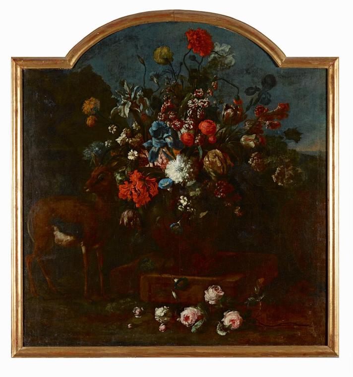 Franz Werner Tamm, Blumenstück mit Gämse, um 1720, Öl auf Leinwand, 151 × 142 cm, Von Prinz Eug ...