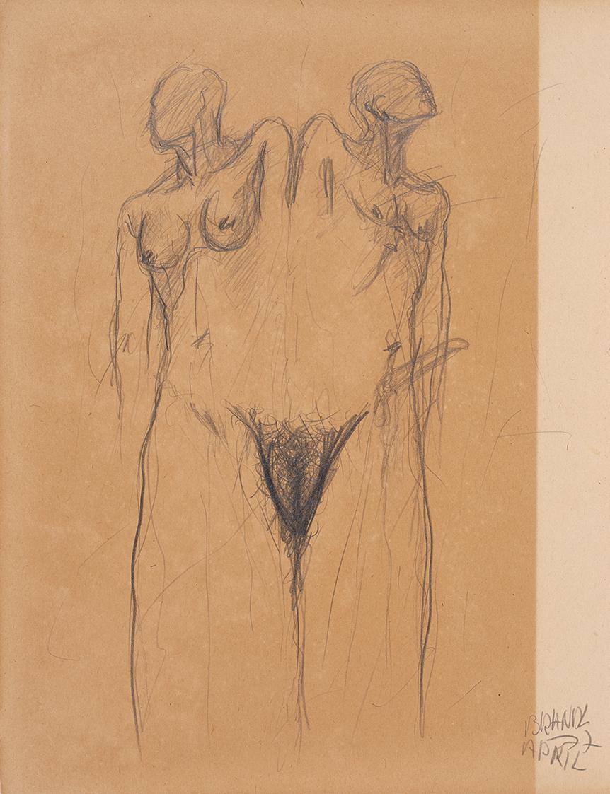 Herbert Brandl, Akt, 1977, Bleistift auf Papier, Blattmaße: 39,4 × 30,4 cm, Belvedere, Wien, In…