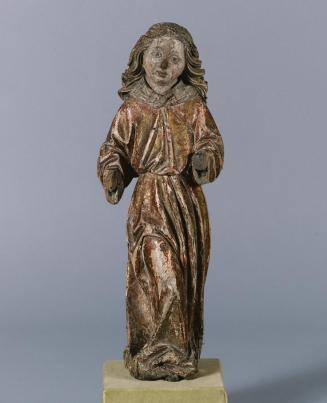 Meister des Kefermarkter Altars (Werkstatt), Stehender Engel, um 1490/1500, Lindenholz, Reste a ...