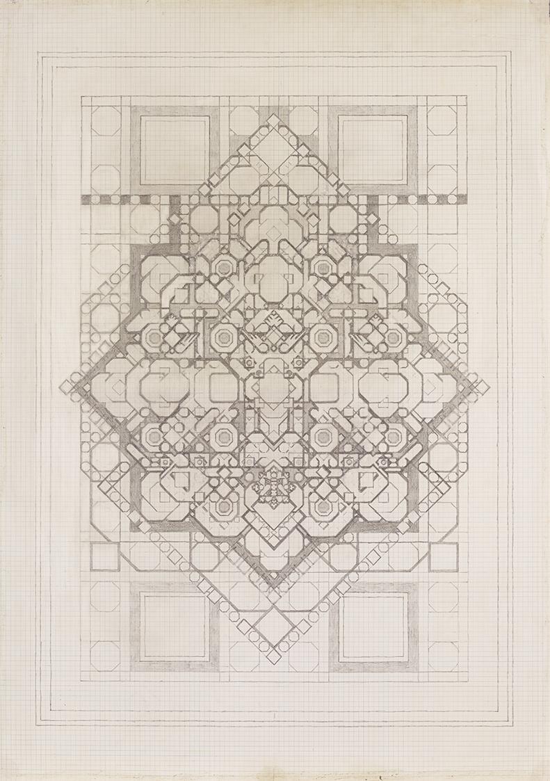 Friedrich Hartlauer, Mandala, 1983, Bleistift auf Papier, 62,8 × 44 cm, Belvedere, Wien, Inv.-N…