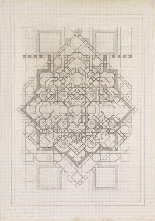 Friedrich Hartlauer, Mandala, 1983, Bleistift auf Papier, 62,8 × 44 cm, Belvedere, Wien, Inv.-N…