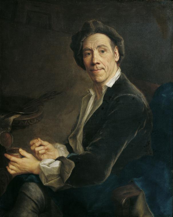Christian Seybold, Selbstporträt mit Schnupftabakdose, vor 1745, Öl auf Leinwand, 94,5 x 75 cm,…