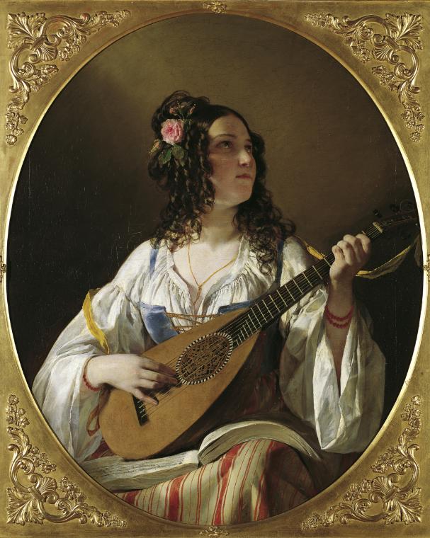 Friedrich von Amerling, Die Lautenspielerin, 1838, Öl auf Leinwand, 99 x 82 cm, Leihgabe der Ge…