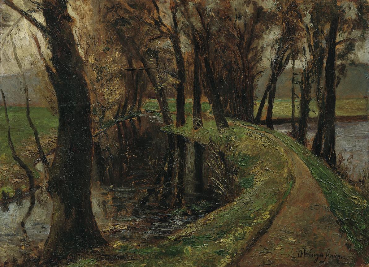 Olga Wisinger-Florian, Allee am Weiher, Öl auf Karton, 37,5 x 52 cm, Belvedere, Wien, Inv.-Nr. …