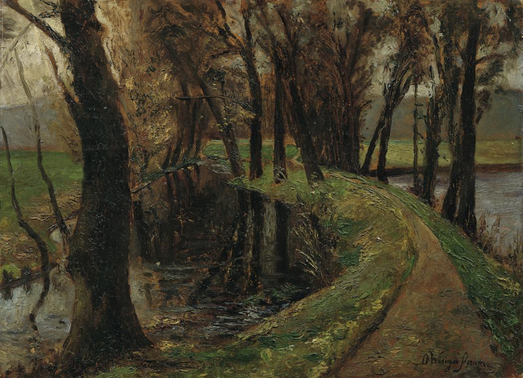 Olga Wisinger-Florian, Allee am Weiher, Öl auf Karton, 37,5 x 52 cm, Belvedere, Wien, Inv.-Nr.  ...