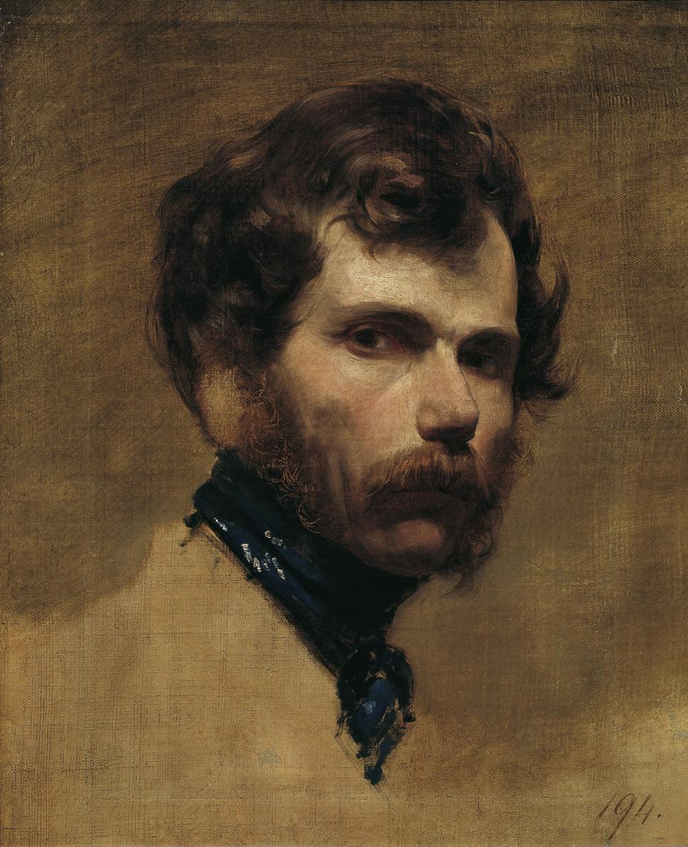 Friedrich von Amerling, Selbstporträt mit blauer Halsbinde, 1839, Öl auf Leinwand, 48 × 37,5 cm…