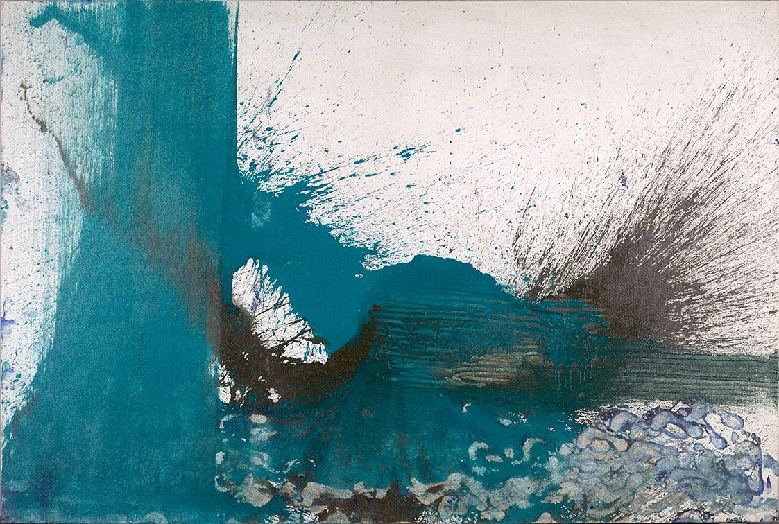 Hermann Nitsch, MZM_046_09, 2009, Acryl auf Jute, 200 × 300 × 6,5 cm, Schenkung des Künstlers, …