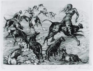 Witold Krzysztof Skórczewski, Hundewelt, 1981, Radierung auf Papier, 24,5 x 34,5 cm, Belvedere,…