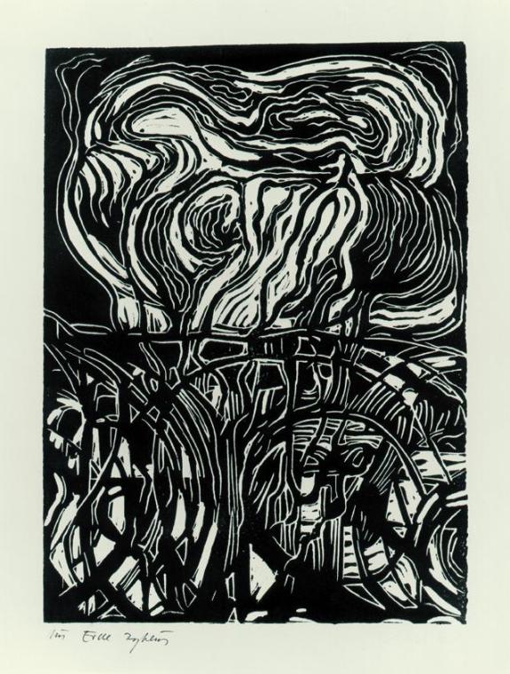 Robert Keil, Aus dem Zyklus "Erde", 1969, Linolschnitt, 57,5 x 44 cm, Belvedere, Wien, Inv.-Nr.…