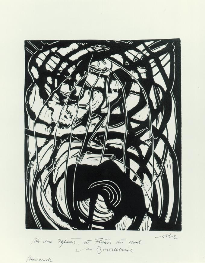 Robert Keil, Aus dem Zyklus zu "Fleurs du mal" von Baudelaire, um 1969, Linolschnitt, 56 x 47,5…