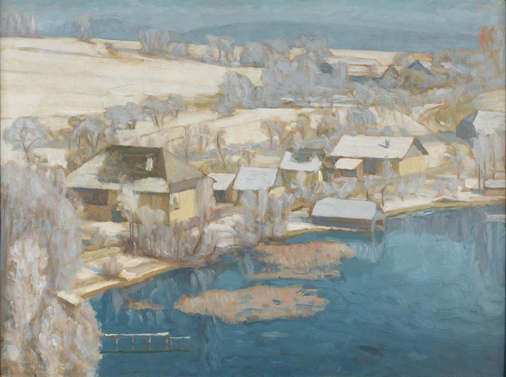 Walther Gamerith, Unterbuchberg im Winter II, 1946, Öl auf Holzfaserplatte, 60 x 80 cm, Belvede ...