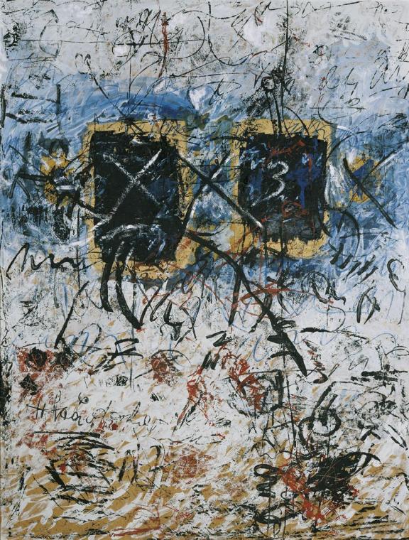 Hans Staudacher, 3 x, 1958-1959, Dispersion, Collage auf Hartfaserplatte, 170 x 130 cm, Belvede…