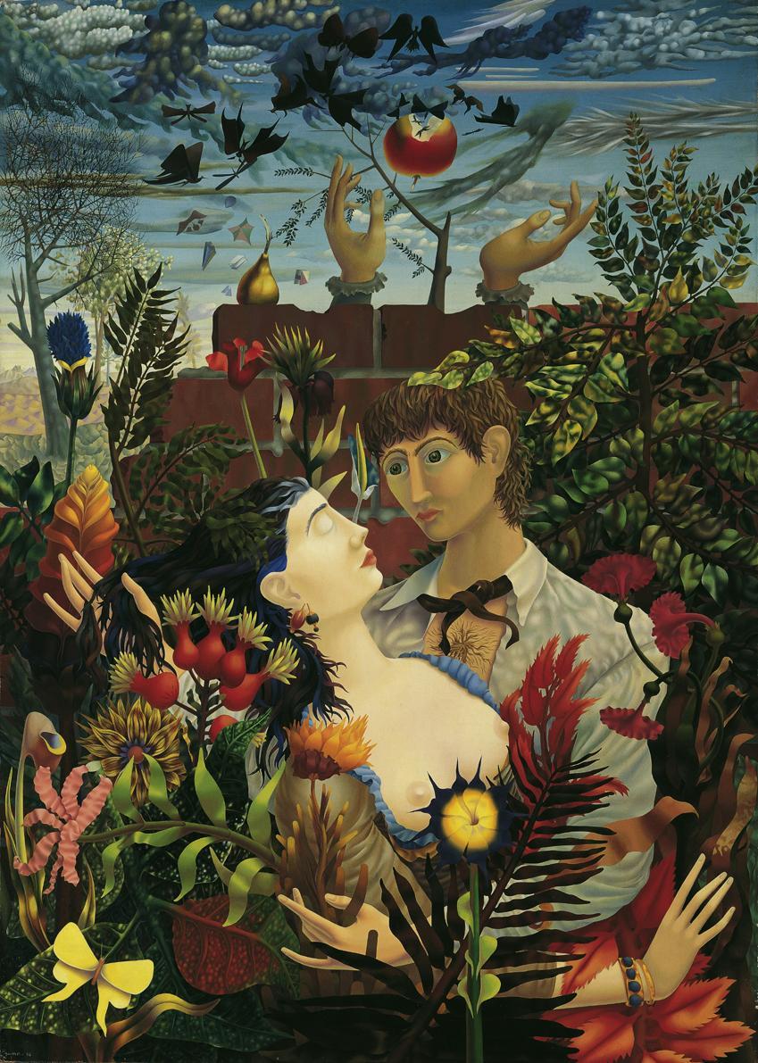 Wolfgang Hutter, Adam und Eva, 1955, Öl auf Papier auf Holzfaserplatte, 89,5 x 63,5 cm, Artothe…