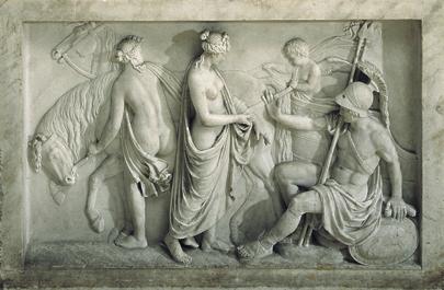 Johann Nepomuk Schaller, Venus zeigt Mars ihre von Diomedes verwundete Hand, 1810, Tiroler Marm…