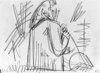 Werner Berg, Frau in Landschaft, 1962, Bleistift auf Papier, 15 x 20,5 cm, Belvedere, Wien, Inv…