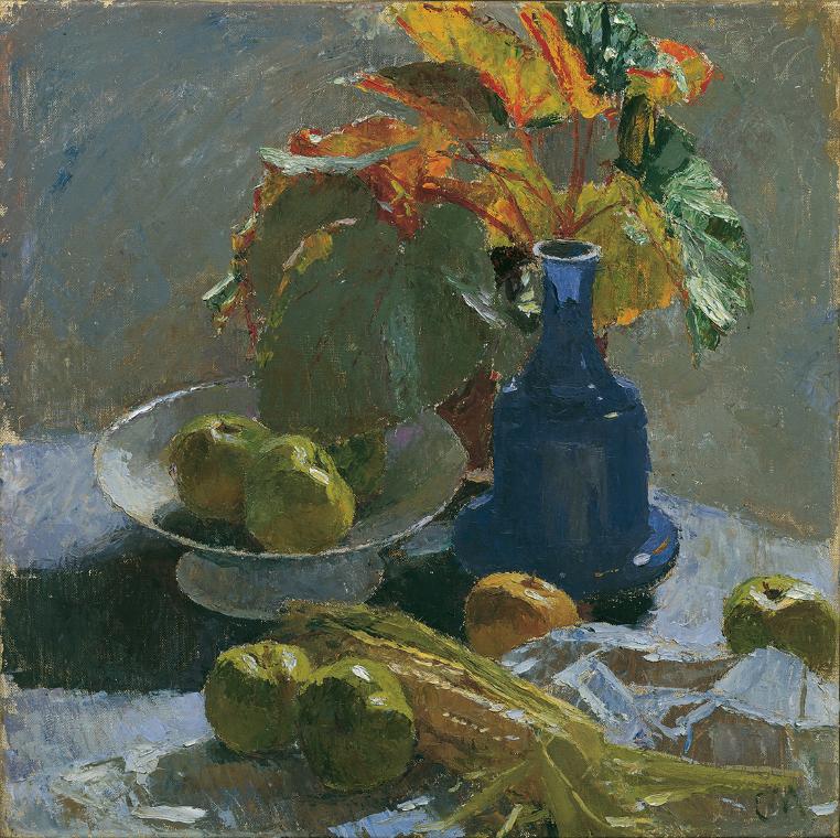 Carl Moll, Die blaue Flasche, 1932, Öl auf Leinwand, 60 × 60 cm, 1931 Leihgabe des Vereins der  ...