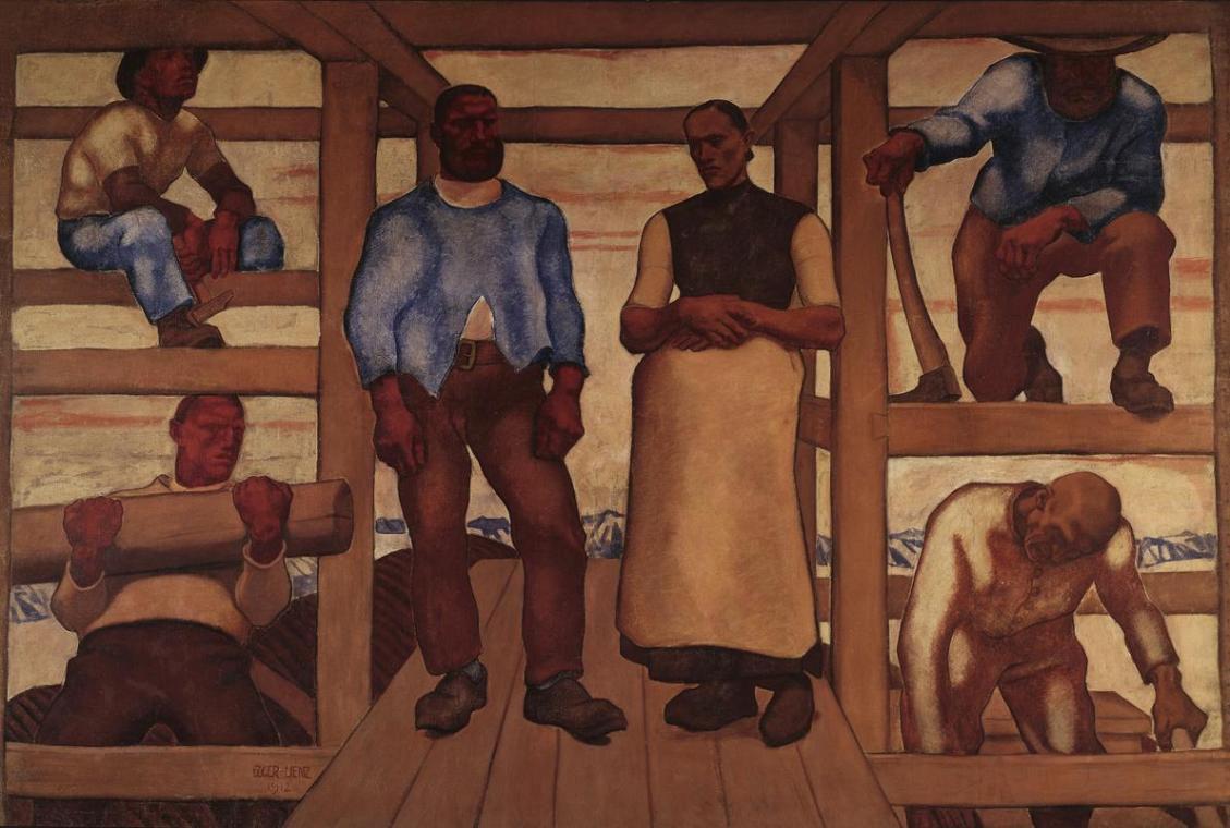 Albin Egger-Lienz, Das Leben, 1909-1912, 1924 überarbeitet, Kasein auf Leinwand, 249 x 366 cm, …
