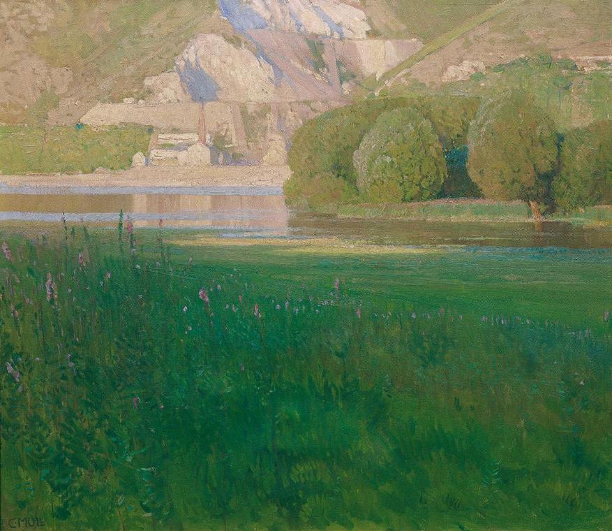 Carl Moll, Abenddämmerung. Steinbruch an der Donau, 1902, Öl auf Leinwand, 57 x 68 cm, Belveder…