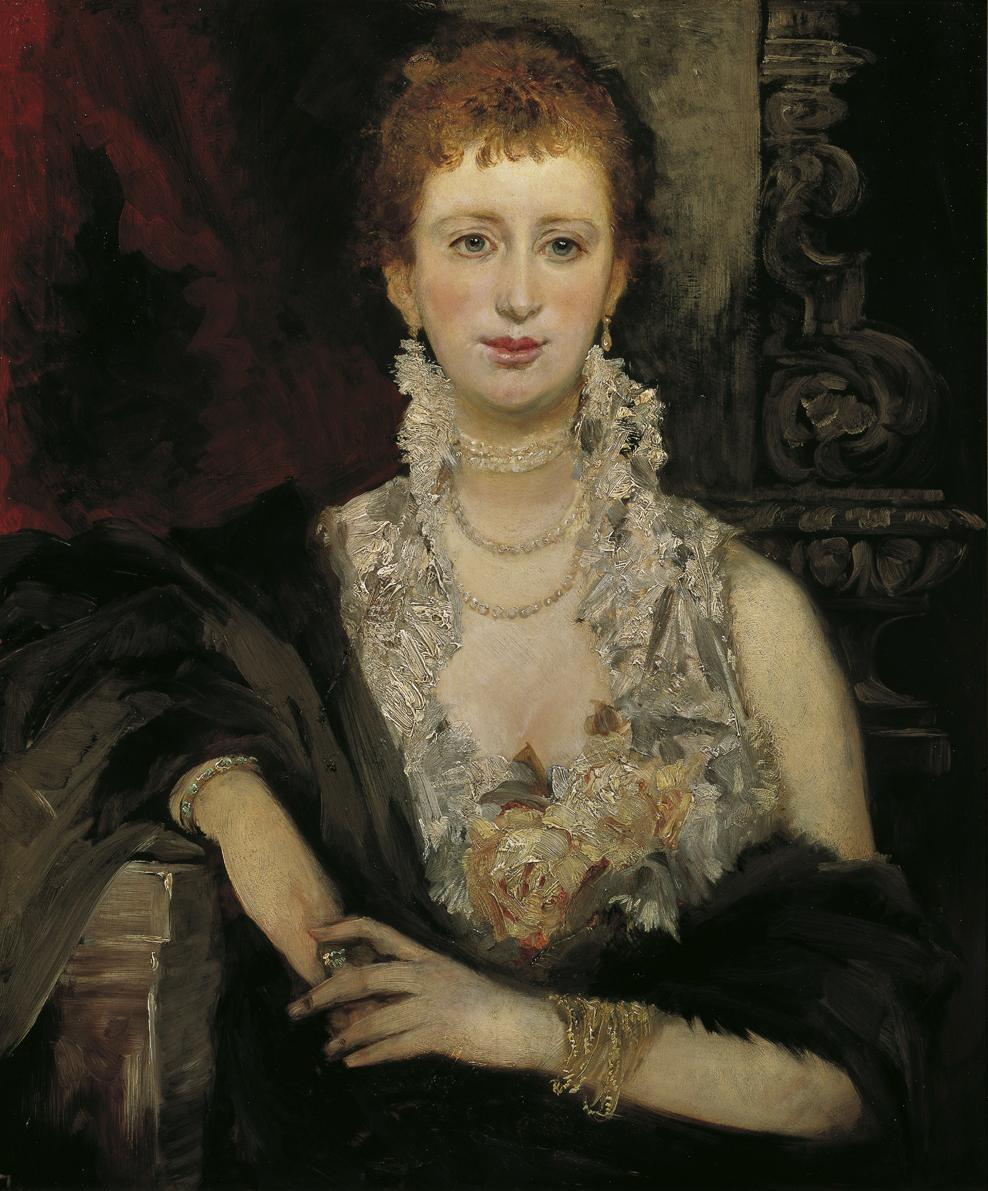 Hans Makart, Clothilde Beer, um 1880, Öl auf Holz, 82 x 68 cm, Belvedere, Wien, Inv.-Nr. 4567