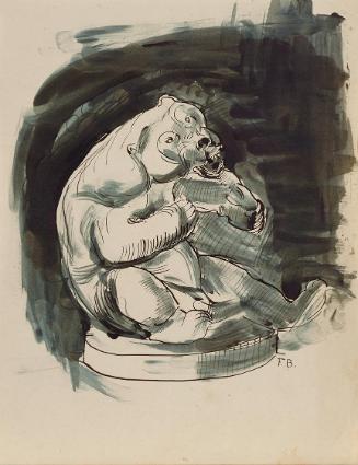 Franz Barwig d. Ä., Sitzender malayischer Bär, 1910/1911, Tusche, Pinsel auf Papier, 29 x 23 cm…