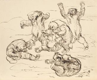 Franz Barwig d. Ä., Raufende Bären, um 1909, Tusche auf Papier, 27,5 x 33,5 cm, Belvedere, Wien…