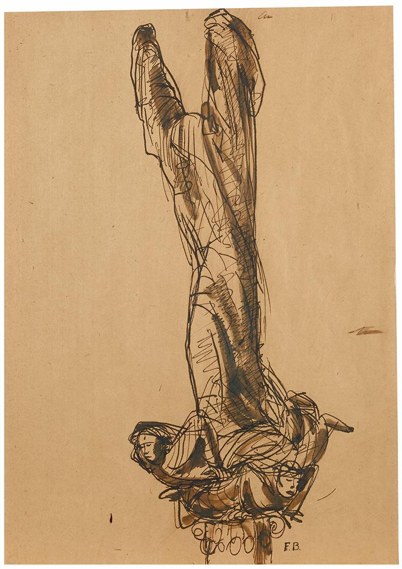 Franz Barwig d. Ä., Verhüllte Figur, 1930/1931, Tusche auf Papier, 44 x 31,5 cm, Belvedere, Wie…