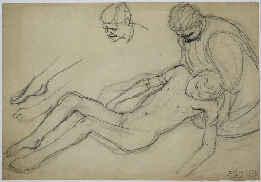 Broncia Koller-Pinell, Werden und Vergehen (Entwurfsskizze), um 1920, Bleistift auf Papier, 49 …