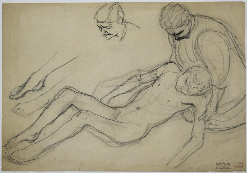 Broncia Koller-Pinell, Werden und Vergehen (Entwurfsskizze), um 1920, Bleistift auf Papier, 49  ...