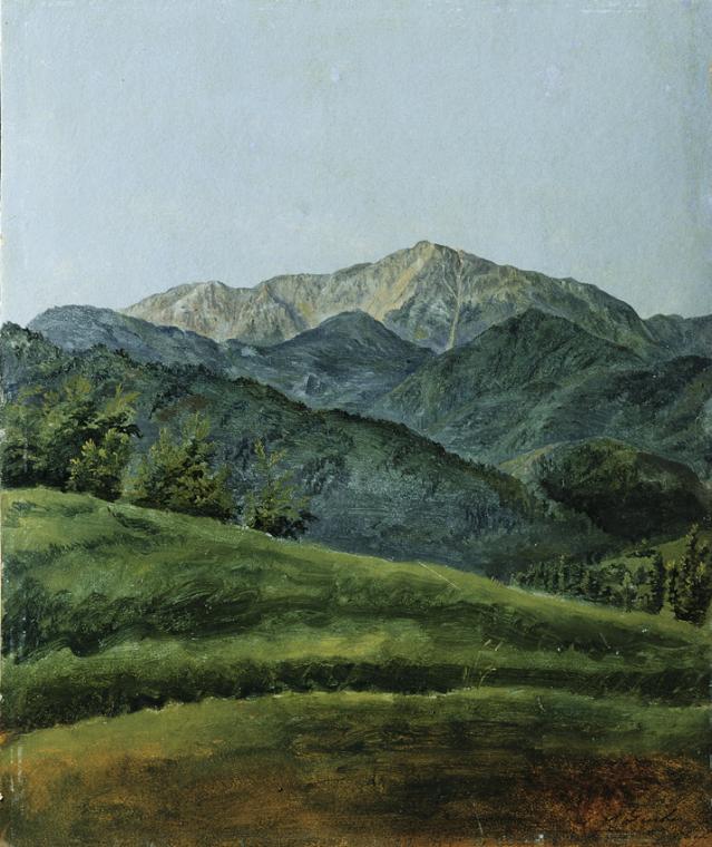 Franz Xaver Gruber, Gebirgslandschaft, Öl auf Papier auf Karton, 31,7 x 26,2 cm, Belvedere, Wie ...