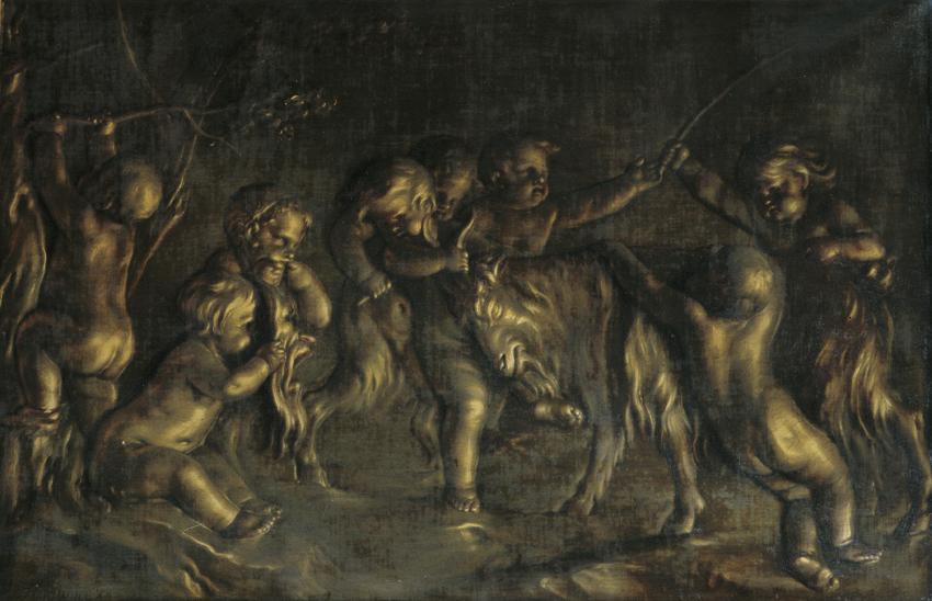 Joseph Hauzinger nach François Duquesnoy, Kinderbacchanal, 1781, Öl auf Leinwand, 100 x 150 cm,…