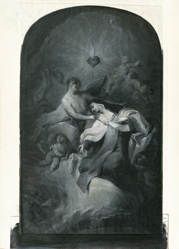 Franz Sigrist d. Ä., Entwurf für einen Theresienaltar, um 1765/1770, Ölgrisaille auf Papier, 27 ...