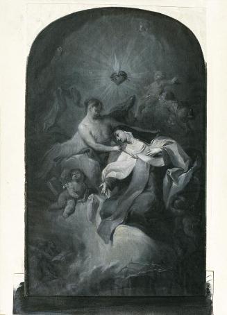 Franz Sigrist d. Ä., Entwurf für einen Theresienaltar, um 1765/1770, Ölgrisaille auf Papier, 27…