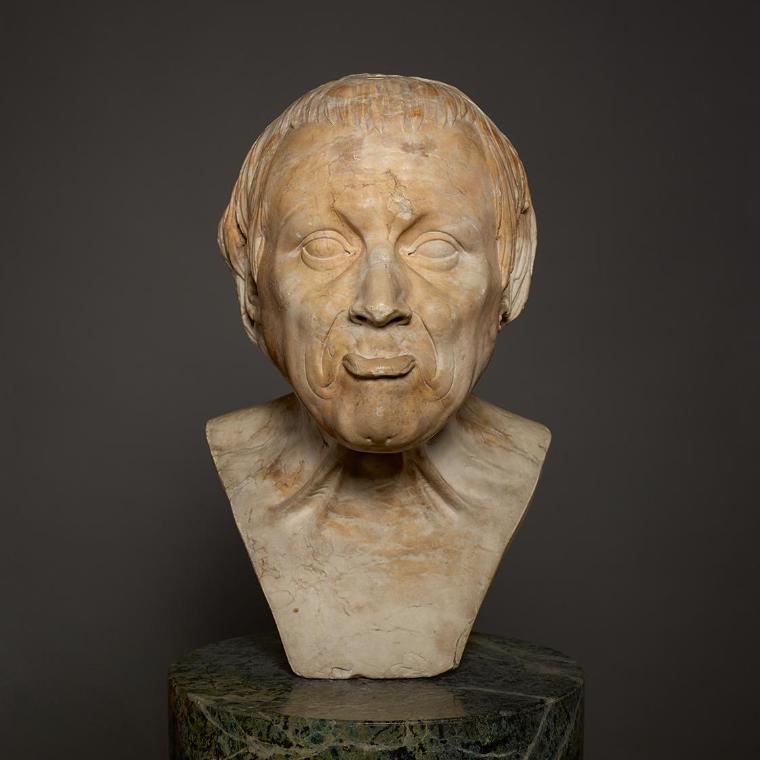 Franz Xaver Messerschmidt, Das hohe Alter ("Charakterkopf" Nr. 11), 1771/1783, Gelblicher Alaba…