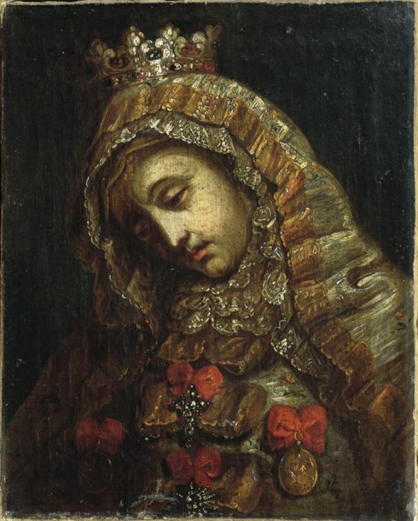 Unbekannter Künstler, Trauernde Muttergottes, Öl auf Leinwand, 50,5 x 40 cm, Belvedere, Wien, I…