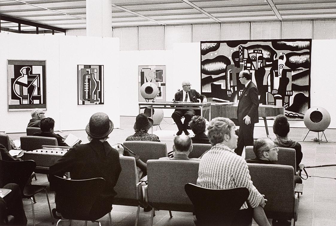 Peter Baum, Daniel Henry Kahnweiler und Werner Hofmann bei der Pressekonferenz zur Ausstellung  ...