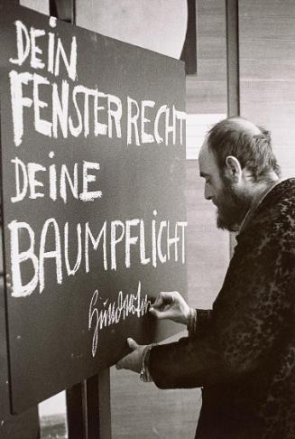 Peter Baum, Hundertwasser: DEIN FENSTERRECHT. DEINE BAUMPFLICHT, 8. März 1972, 1972, Barytabzug…