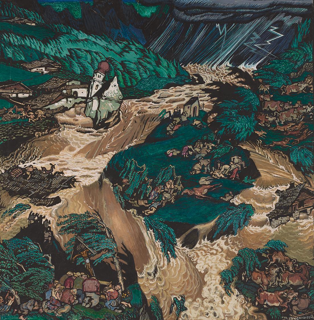 Ludwig Heinrich Jungnickel, Das Gewitter, 1913, Tempera auf Papier, 51,8 x 51 cm, Belvedere, Wi ...