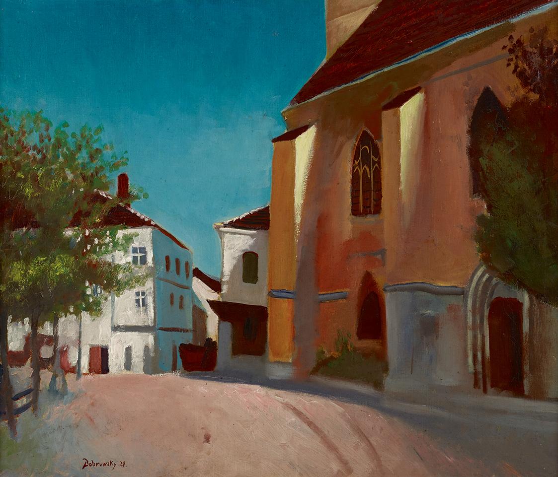 Josef Dobrowsky, Kirchplatz in Ybbs, 1929, Öl auf Leinwand, 62 x 70 cm, Belvedere, Wien, Inv.-N…