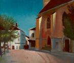 Josef Dobrowsky, Kirchplatz in Ybbs, 1929, Öl auf Leinwand, 62 x 70 cm, Belvedere, Wien, Inv.-N…