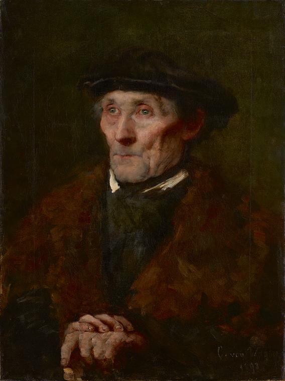 Clementine von Wagner, Bildnis eines alten Mannes, 1898, Öl auf Leinwand, 65,5 x 49,5 cm, Belve…