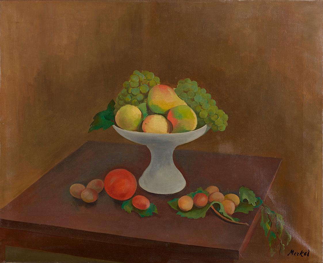 Georg Merkel, Stillleben mit Früchten, undatiert, Öl auf Leinwand, ungerahmt: 60 × 73 cm, Belve…