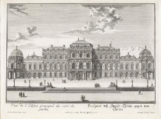Salomon Kleiner, Gartenfront des oberen Schlosses, 1731, Radierung, Druck in Schwarz auf Papier…