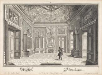 Salomon Kleiner, Bibliothek, 1733, Radierung, Druck in Schwarz auf Papier, Dauerleihgabe aus Pr…