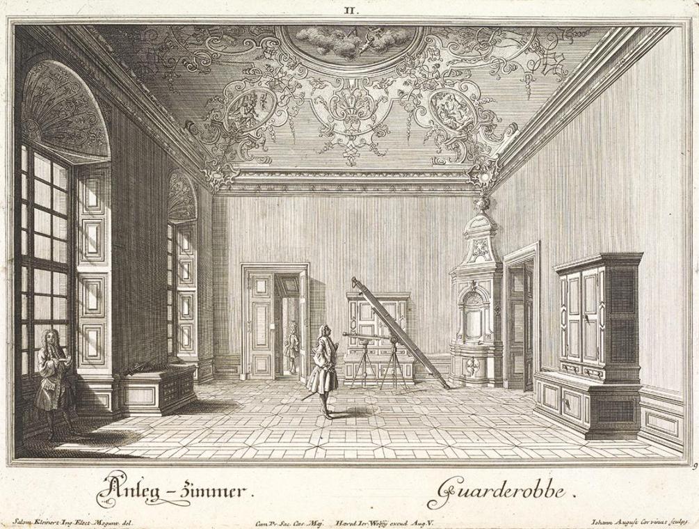 Salomon Kleiner, Garderobe, 1733, Radierung, Druck in Schwarz auf Papier, Dauerleihgabe aus Pri…