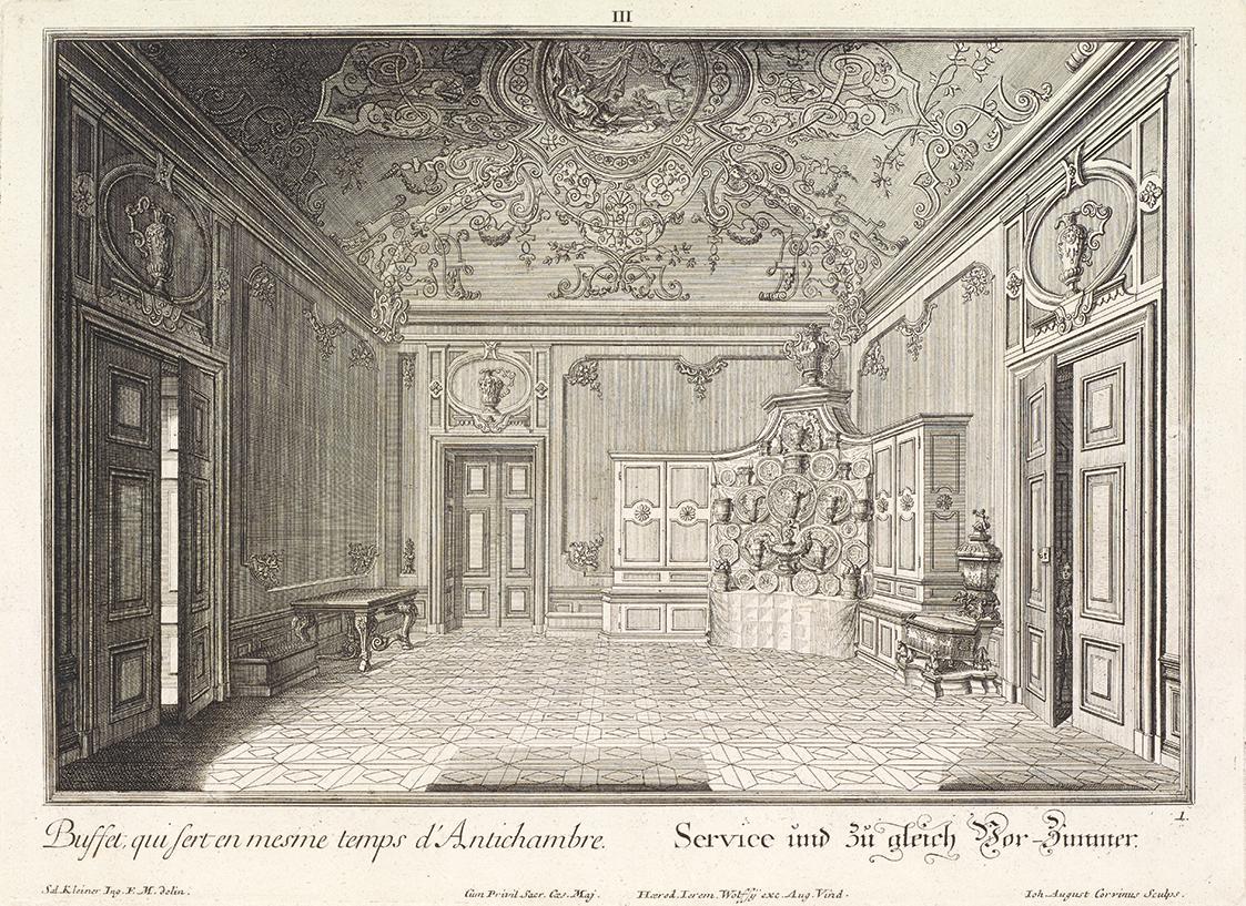 Salomon Kleiner, Anrichte, 1734, Radierung, Druck in Schwarz auf Papier, Dauerleihgabe aus Priv…