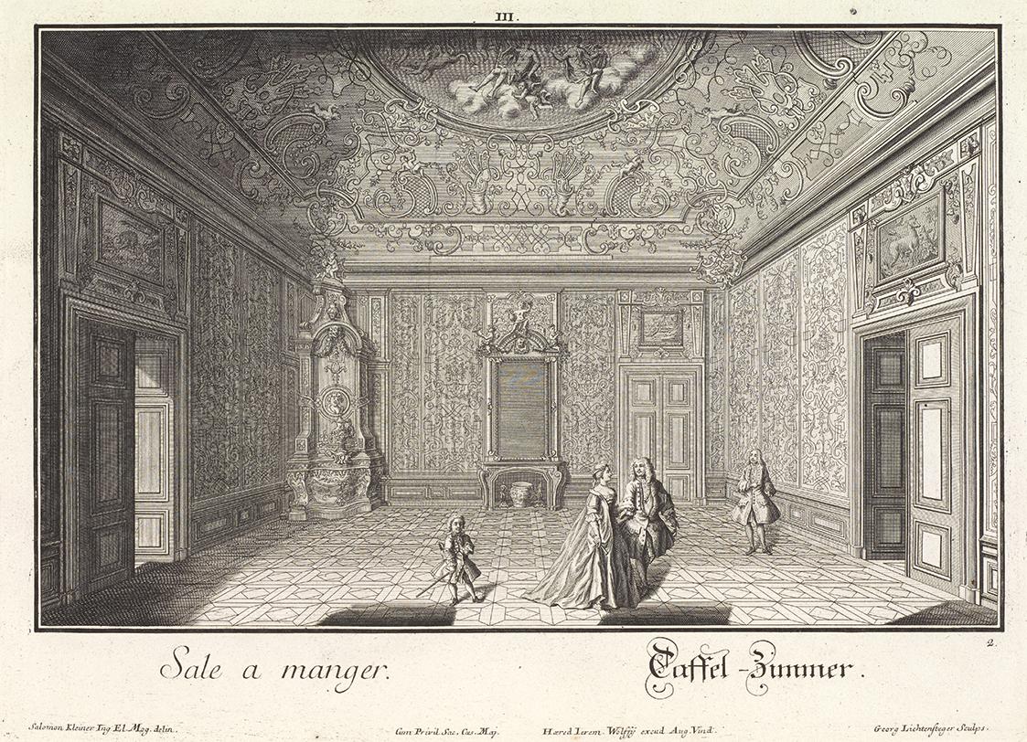 Salomon Kleiner, Speisesaal, 1734, Radierung, Druck in Schwarz auf Papier, Dauerleihgabe aus Pr…