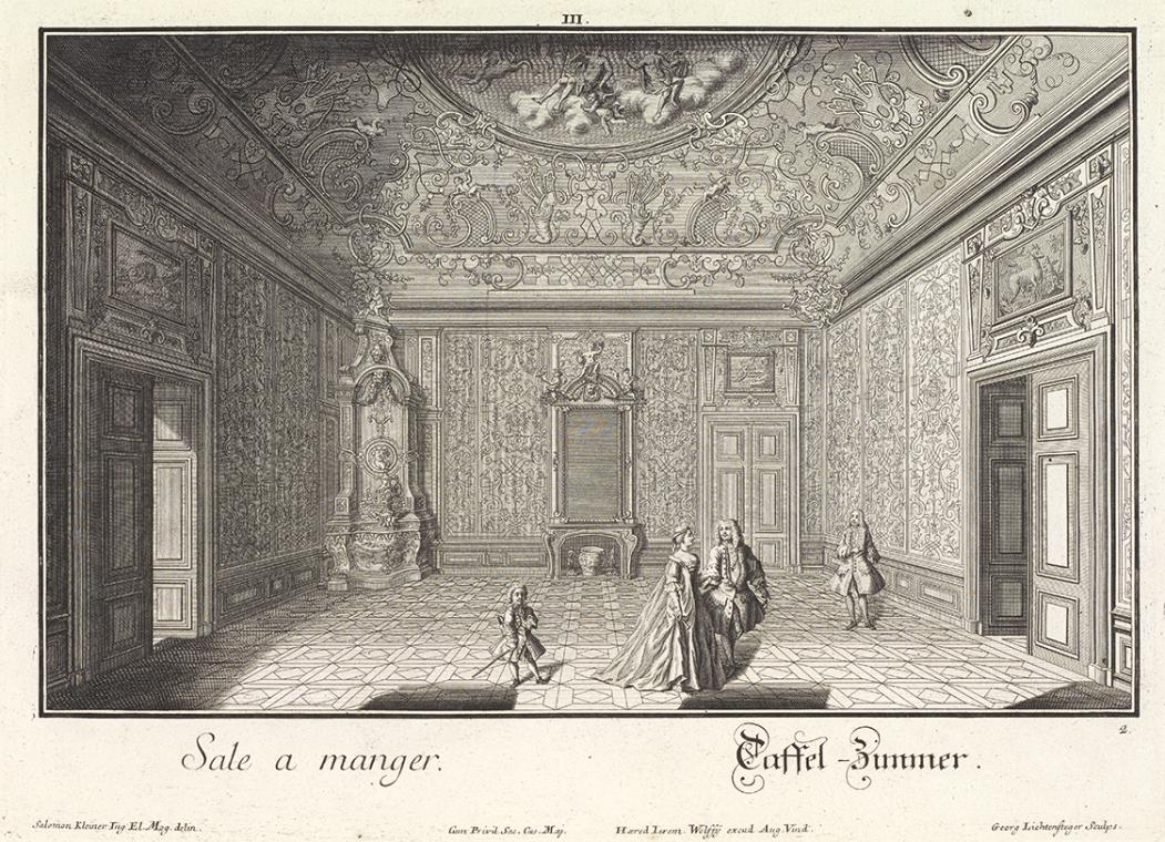Salomon Kleiner, Speisesaal, 1734, Radierung, Druck in Schwarz auf Papier, Dauerleihgabe aus Pr…