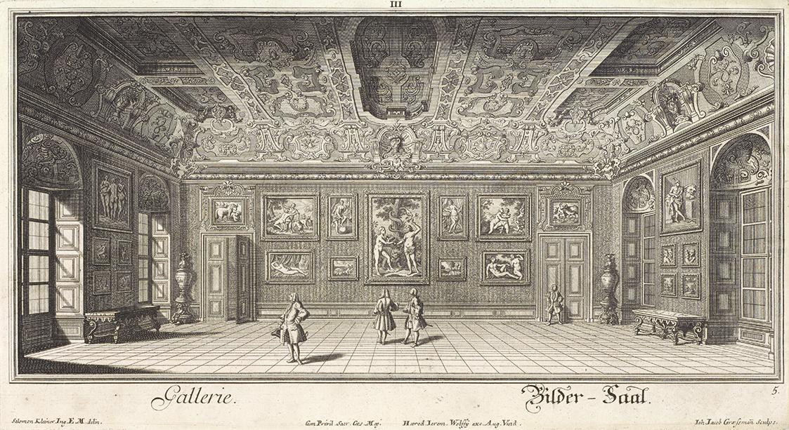 Salomon Kleiner, Bilder-Saal, 1734, Radierung, Druck in Schwarz auf Papier, Dauerleihgabe aus P…